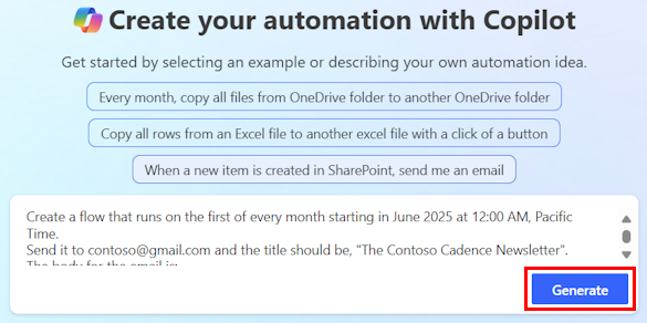 Screenshot dell'interfaccia Copilot che mostra il pulsante 