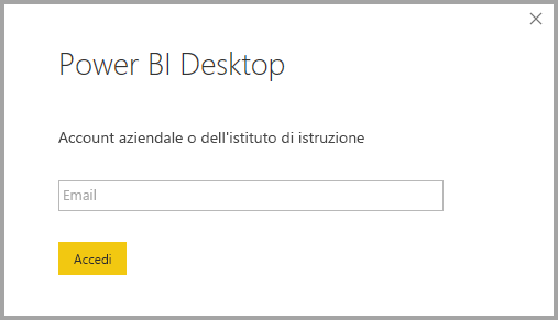 Screenshot che mostra l'accesso a Power BI Desktop.