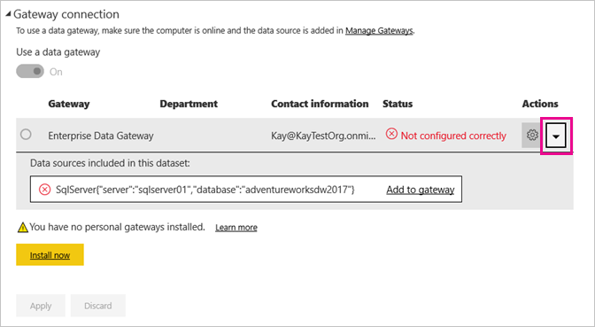 Screenshot that shows the expanded data sources with the arrow toggle highlighted.