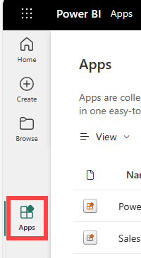 Screenshot che mostra il riquadro di spostamento con le app descritte.