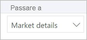 Schermata di un elenco a discesa con etichetta seleziona una destinazione. Nell'elenco è selezionata l'opzione Dettagli mercato.
