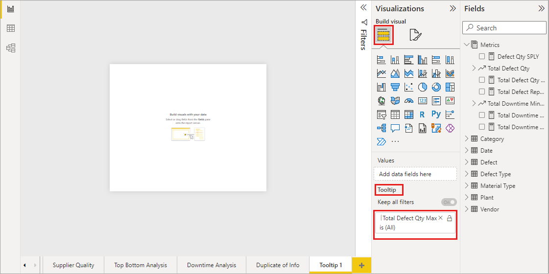 Screenshot dei campi per determinare dove viene visualizzata la descrizione comando.