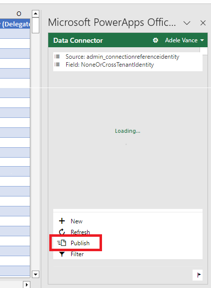 Screenshot che evidenzia il pulsante Pubblica.