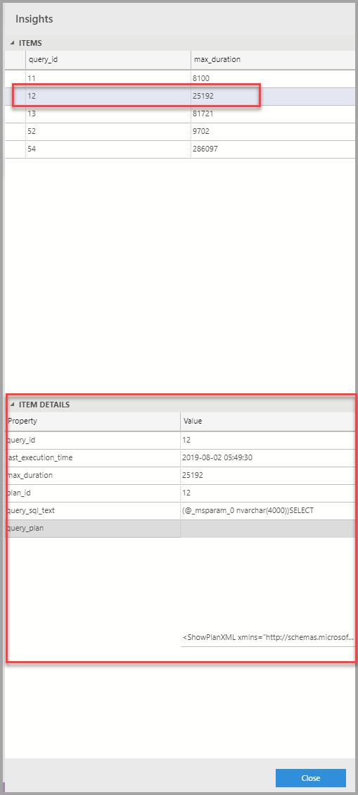 Finestra di dialogo dei dettagli degli approfondimenti