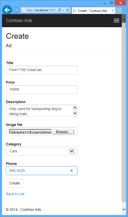 L'immagine mostra pagina Crea