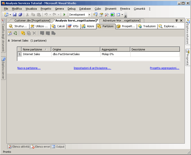 Scheda Partizioni in Progettazione cubi