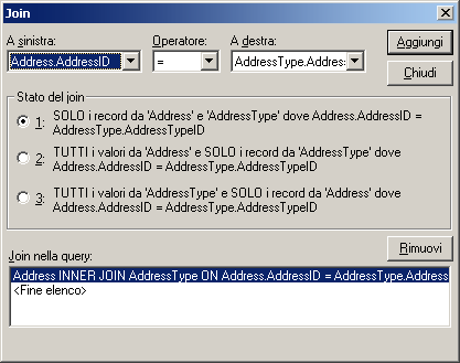 Le viste origine dati consentono join tra origini dei dati diverse