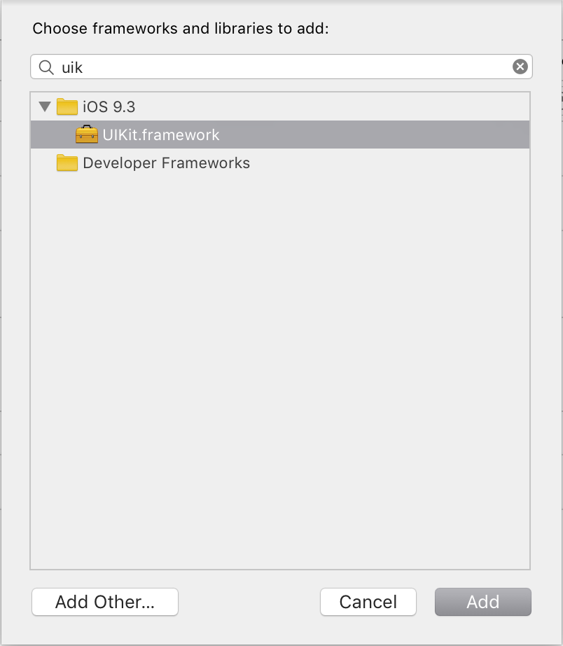 Add the required frames frameworks listed above