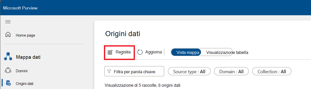 Screenshot del portale di governance di Microsoft Purview classico.