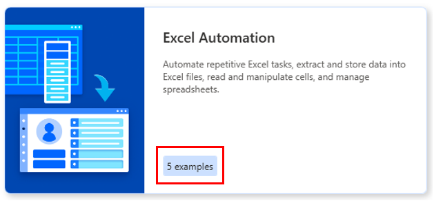 Screenshot di esempi di automazione di Excel.