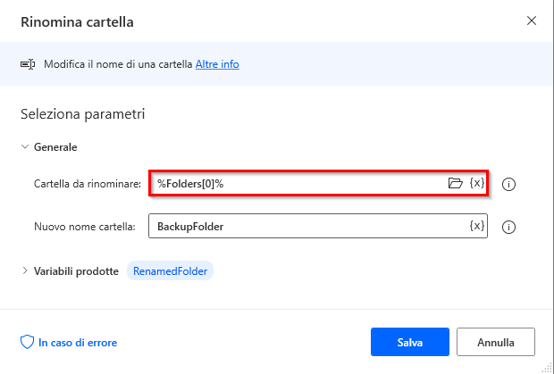 Screenshot della notazione per accedere al primo elemento di un elenco.