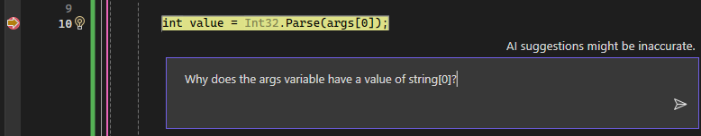 Screenshot di Copilot Chat in linea.