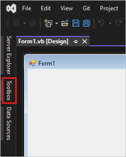 Uno screenshot mostra la scheda del Toolbox che apre la finestra Toolbox.