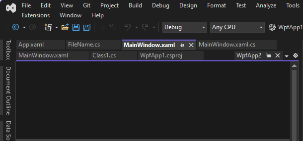 Screenshot delle schede disposte in più righe.