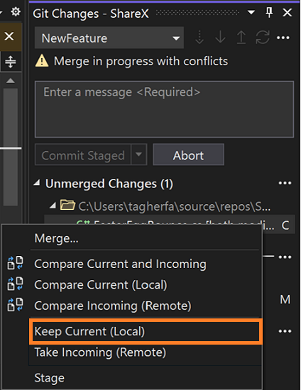 Screenshot dell'opzione di menu Mantieni aggiornato.