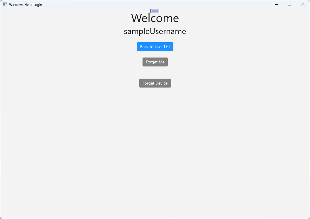 Uno screenshot dell'accesso a Windows Hello completato correttamente
