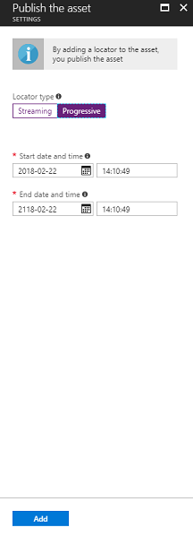 Screenshot che mostra gli elenchi di directory con l'asset da pubblicare.