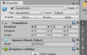 Screenshot della schermata del controllo per Il pulsante Sguardo fisso.