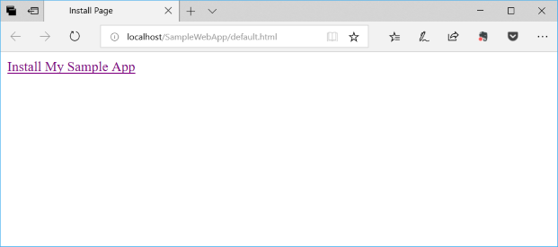 Screenshot dell'installazione dell'app dalla pagina Web