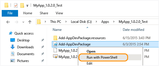Esplora file è stato navigato allo script di PowerShell visualizzato