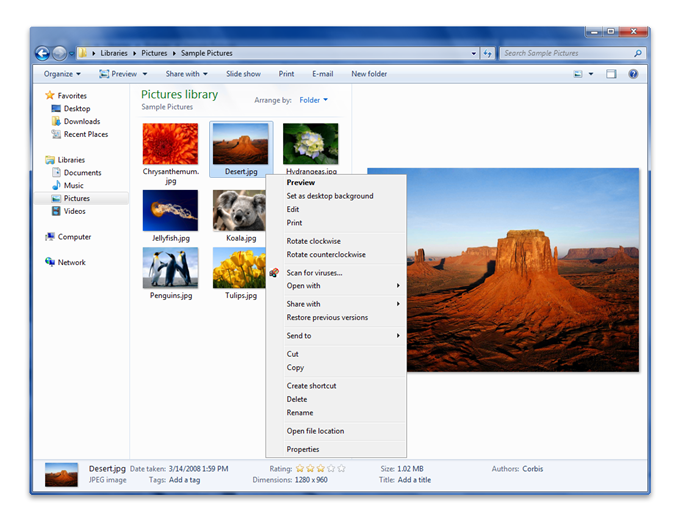 'immagine con un tipo di file registrato e gestori di tipi di file associati