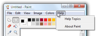 screenshot dell'aiuto a cui si accede dalla barra del menu 
