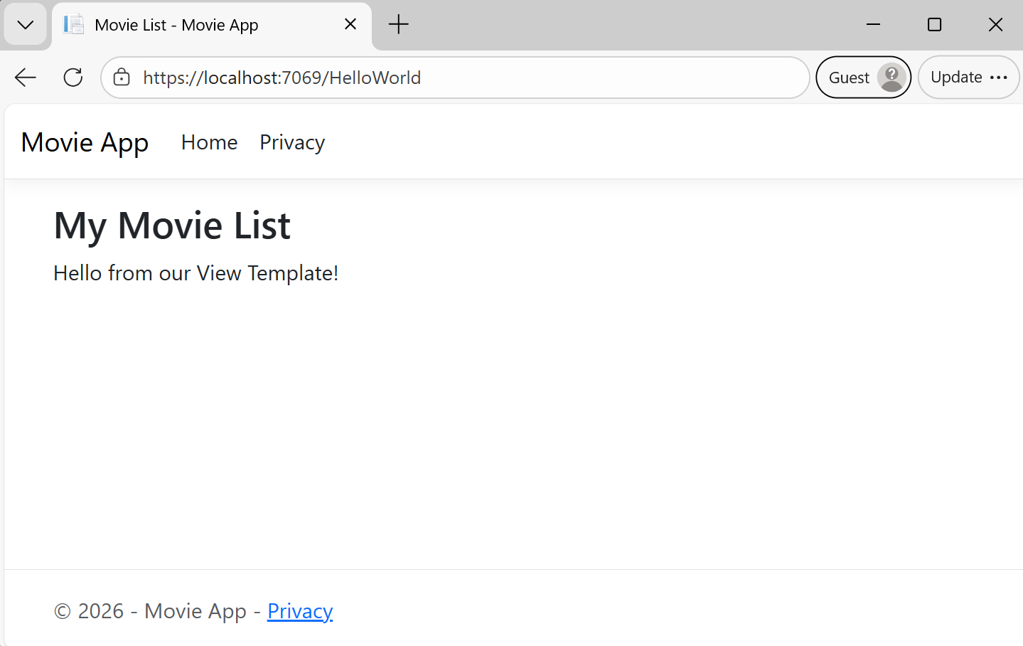 Visualizzazione Elenco film.