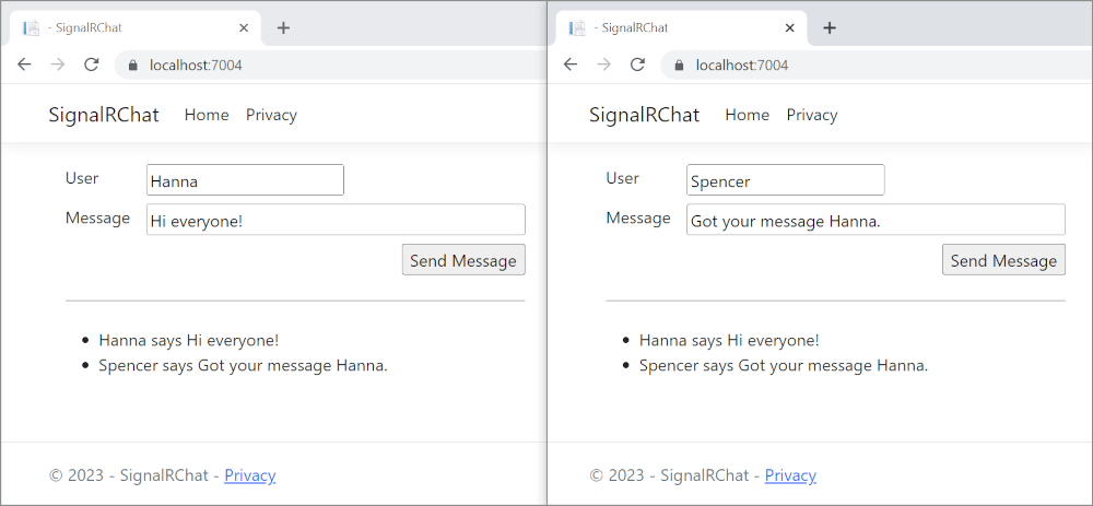 SignalR App di esempio
