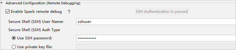 IntelliJ Advanced Configuration abilita il debug remoto spark.