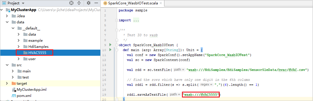 Risultato dell'esecuzione locale di IntelliJ Project.