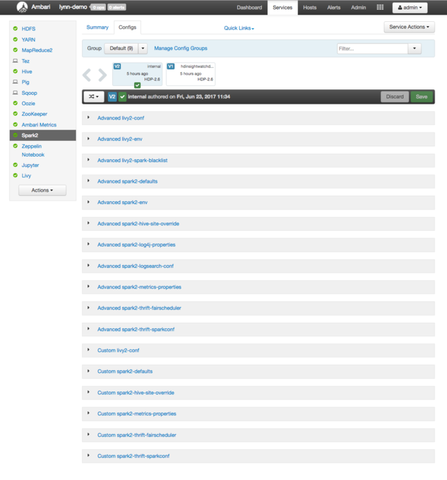 Configurazioni Spark.