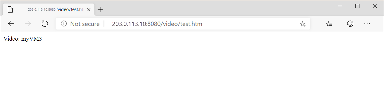 Screenshot dell'URL del video di test nel gateway applicazione.