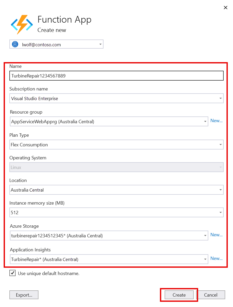 Creare una nuova app per le funzioni in Azure con Archiviazione