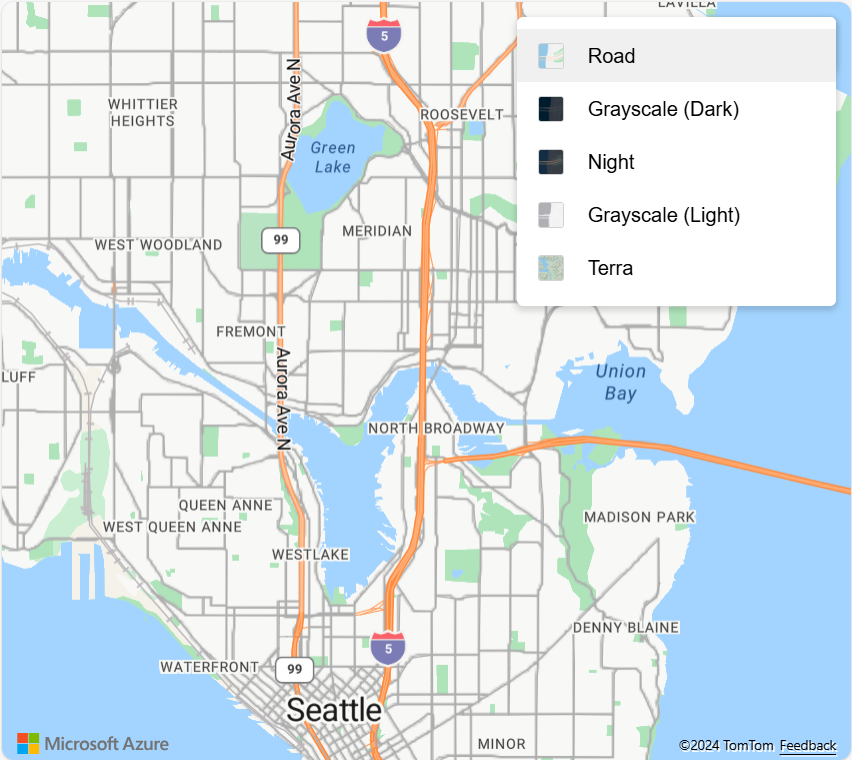Layout con l’elenco di selezione degli stili