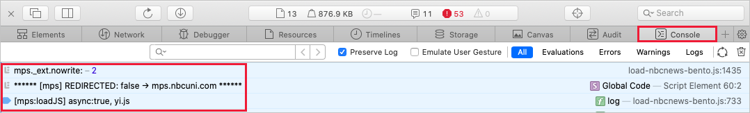 Screenshot che mostra dove è possibile visualizzare e copiare l'output della console.