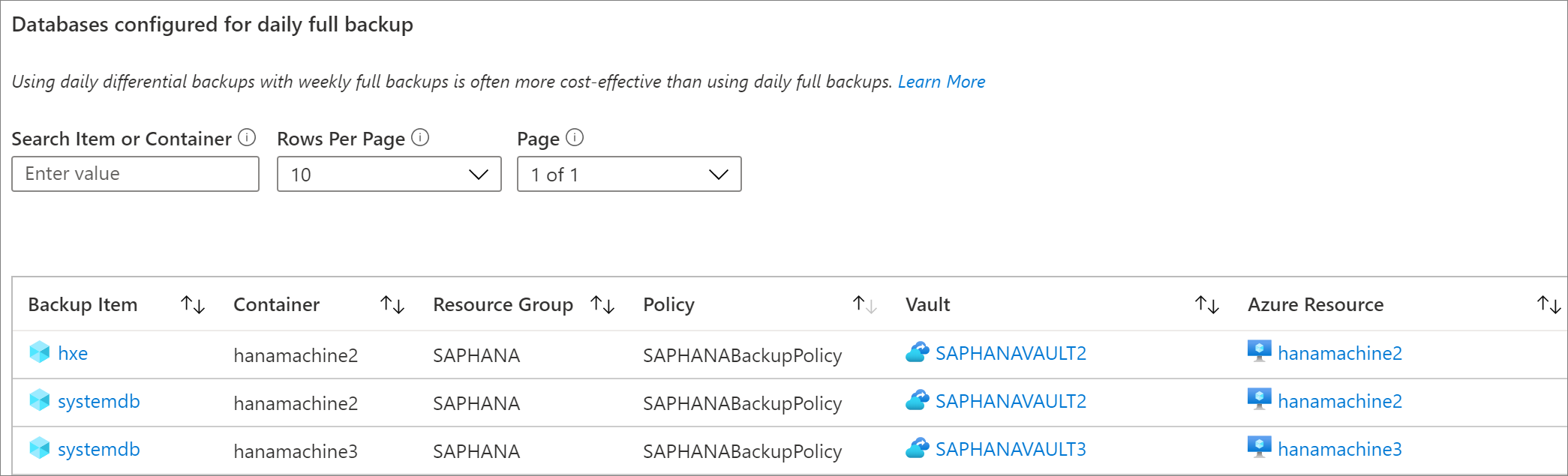 Screenshot che mostra la scheda Ottimizza - Ottimizzazioni della pianificazione backup.