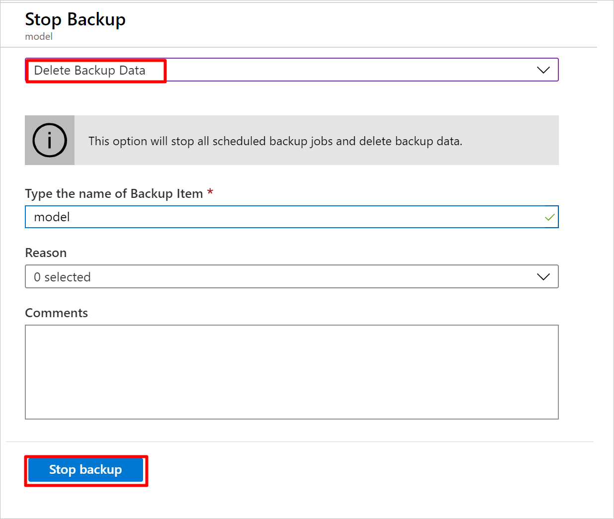 Elimina dati di backup