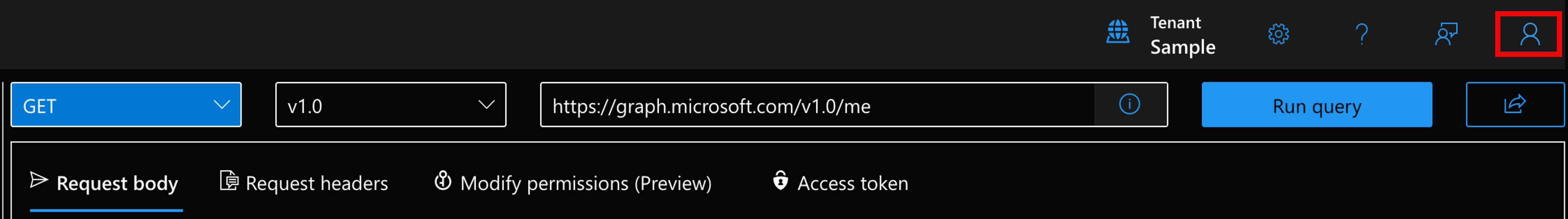 Screenshot che mostra come accedere a Graph explorer.