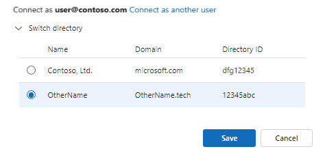 Screenshot dell'opzione per cambiare directory.