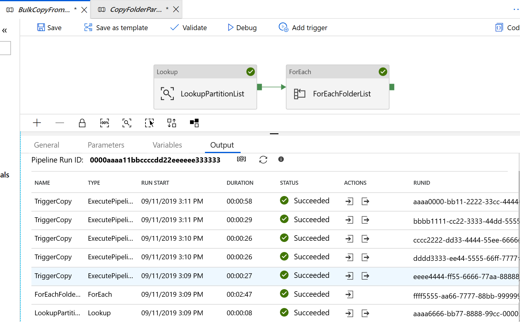 Screenshot che mostra i risultati restituiti.