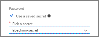 Screenshot dell'uso di un segreto nella creazione di una macchina virtuale.