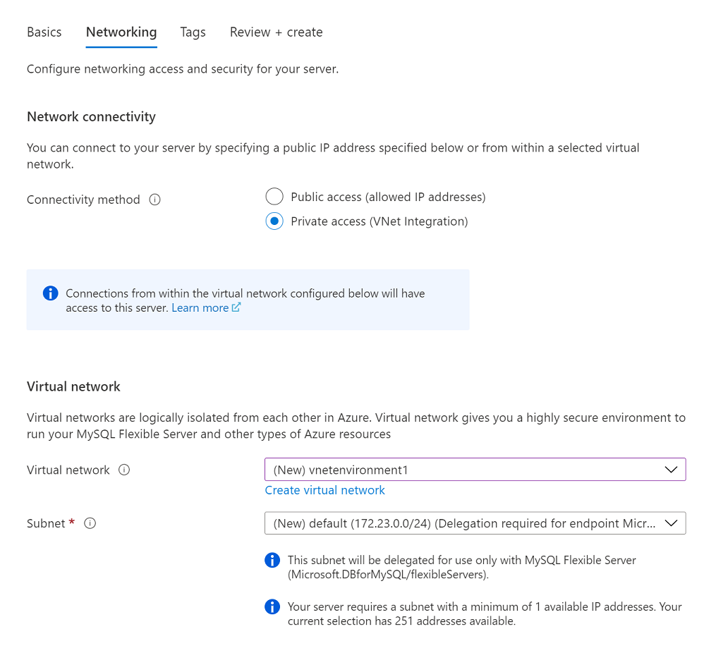 Screenshot di Esaminare le informazioni sulla rete virtuale.