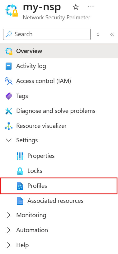 Screenshot del menu a sinistra con i profili selezionati.