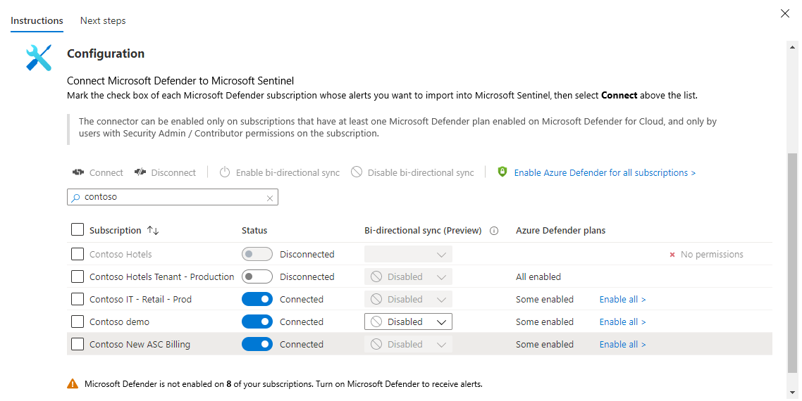 Screenshot di Microsoft Defender per la configurazione del connettore cloud.
