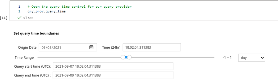 Screenshot dell'impostazione dei parametri di orario predefiniti per le query.