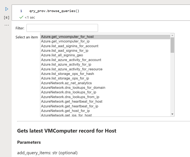 Screenshot delle tabelle e delle query visualizzate in un elenco scorrevole e filtrabile.