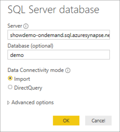 Selezionare il database nell'endpoint.