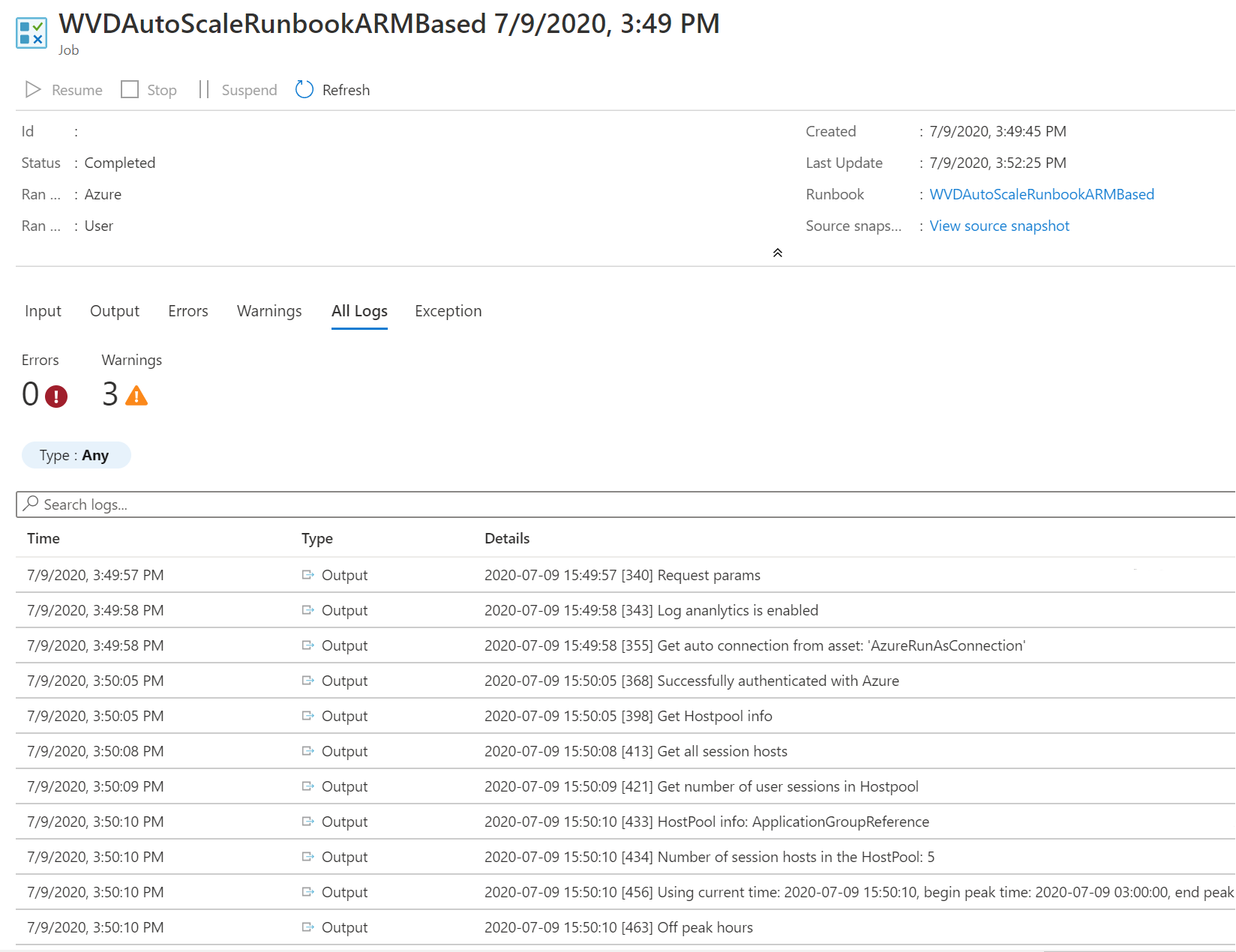 Immagine della finestra di output per lo strumento di ridimensionamento.