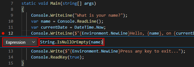 Immettere un'espressione condizionale