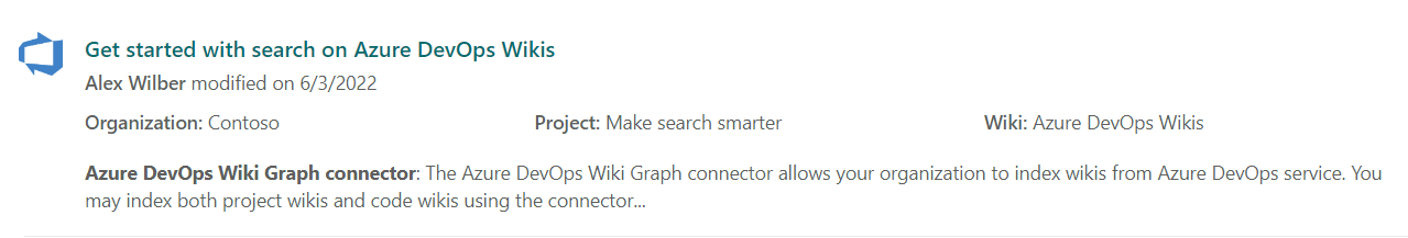 Esempio di layout per il connettore Copilot wiki di Azure DevOps.
